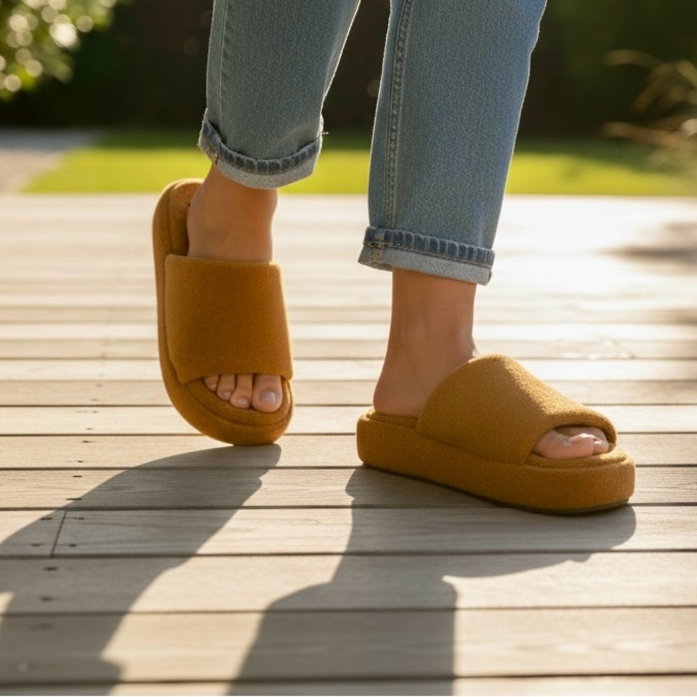 Simon Miller Terry Platform Wedge Open Toe Slides Sandal Orange Women US 6 EU 36
